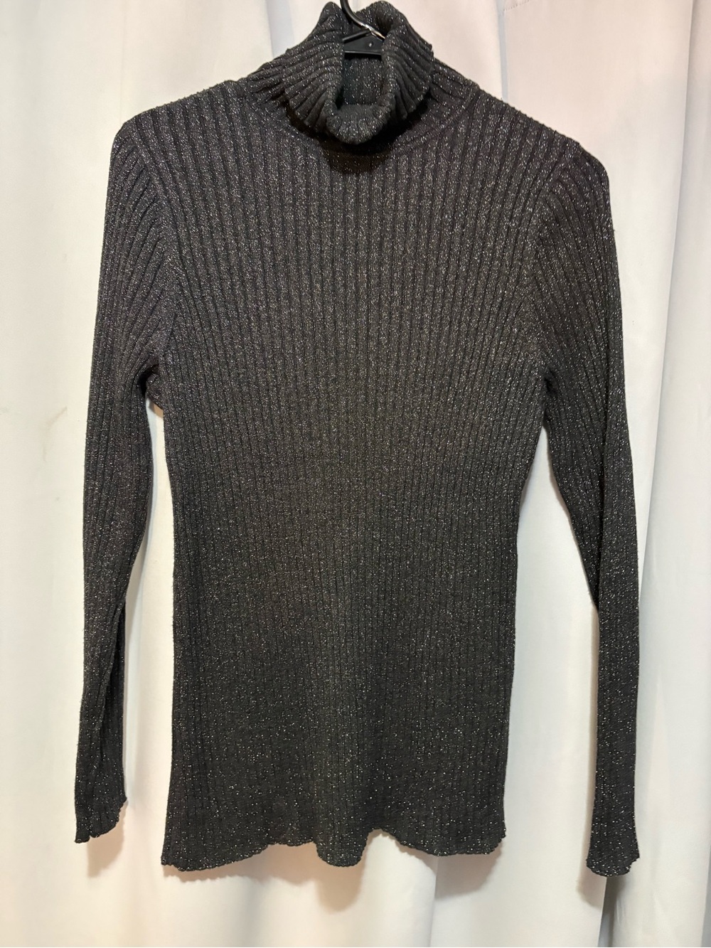 Chico's Metallic Ribbed Turtleneck Sweater - Black
